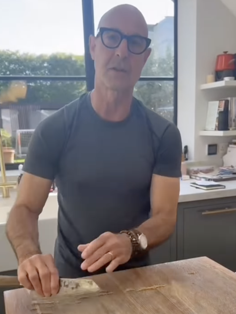 stanley tucci cleaning cutting board